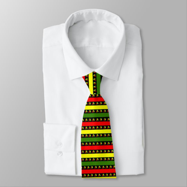 Tri-Coloured Chilli Pepper Stripe Tie (Tied)