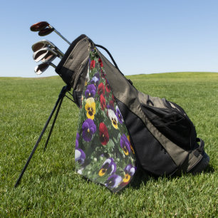 Tri Coloured Pansy Field, Golf Towel