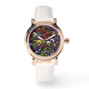 Tri Coloured Pansy Field, Necklace Watch