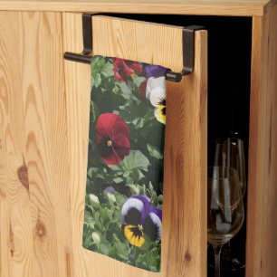 Tri Coloured Pansy Field, Tea Towel