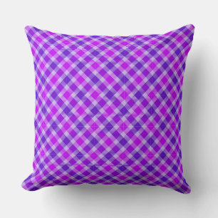 Tri-coloured Purple Plaid Cushion