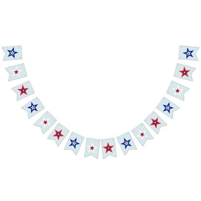Tri-Coloured Red, White, and Blue Stars Bunting (All)