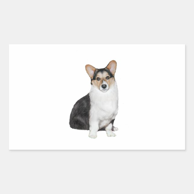 Tri Coor Welsh Corgi Rectangular Sticker (Front)