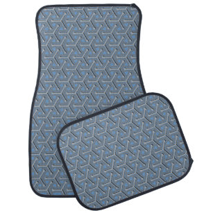 Tri cubic grey blue graphic art patterned car mats