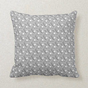 Tri-cubic pattern toned grey pillow