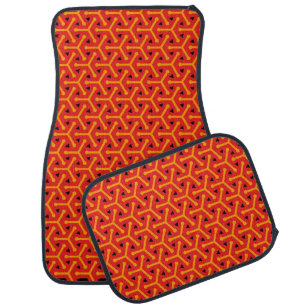 Tri cubic red black graphic art patterned car mats