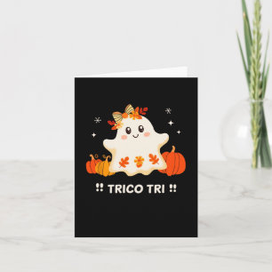 Tri Cute Halloween Spooky Mexican Ghost Spanglish  Card