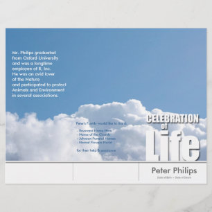 Tri-Fold Cloud Memorial Service Program Flyers