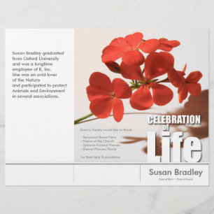 Tri-Fold Geranium Memorial Service Program Flyers