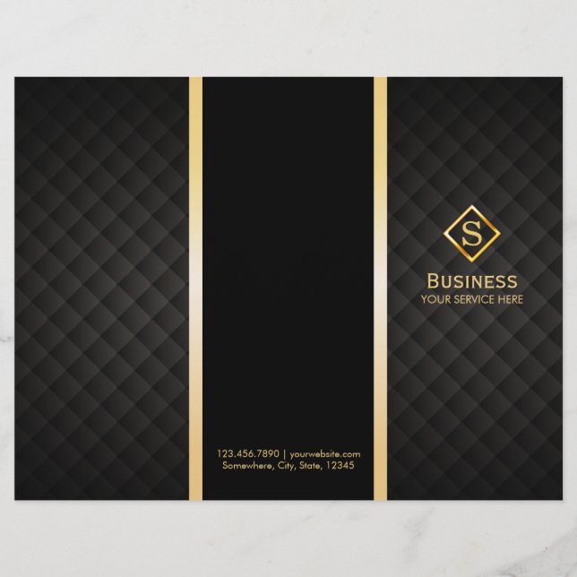 Tri-Fold Gold Diamond Monogram Elegant Brochures (Front)