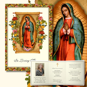 Tri-fold Guadalupe Roses Catholic Funeral Memorial