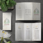 Tri-Fold Yoga Studio Brochures Meditation Studio<br><div class="desc">Yoga Studio Meditation Instructor / Life Coach / Healer / Reiki Master / Massage Therapy Tri-Fold Brochures Template - Elegant Green Bodhi Leaf and and Yogi in Easy Seat pose / YOGA Easy Pose / Sukhasana Pose on on White Wood Background. Easy to customise with your own text and images...</div>