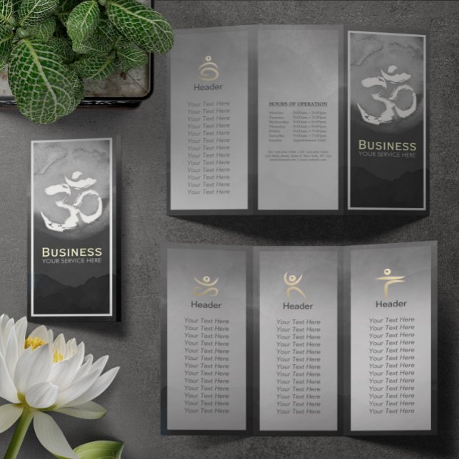 Tri-Fold Yoga Studio Life Coach Brochure Om Symbol (Creator Uploaded)