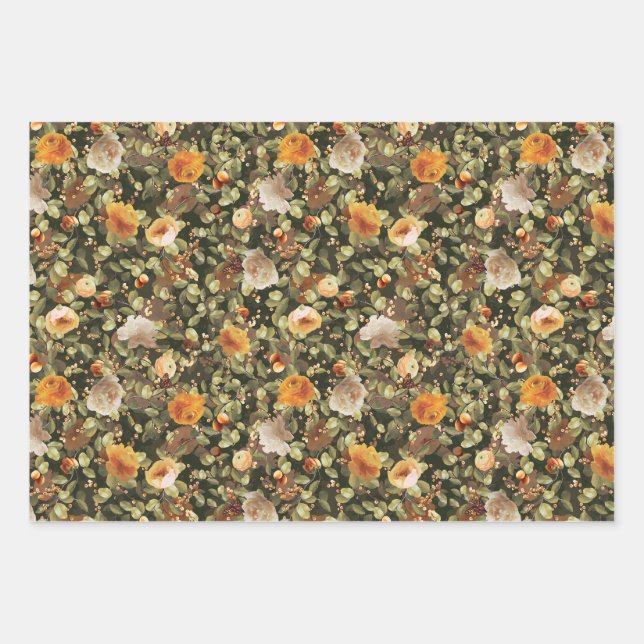 Tri-Garden Floral Vintage Pattern Wrapping Sheets (Front)
