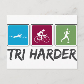 Tri Harder (Triathlon) Postcard