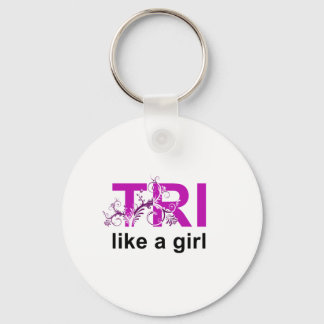 tri like a girl key ring