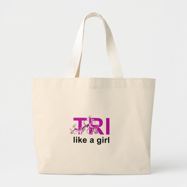 tri like a girl large tote bag (Front)