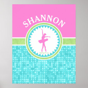 Tri-Pastel Colour Dancer With Aqua Tile Poster