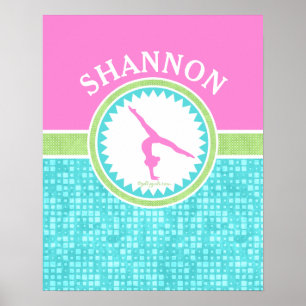 Tri-Pastel Colour Gymnastics With Aqua Tile Poster