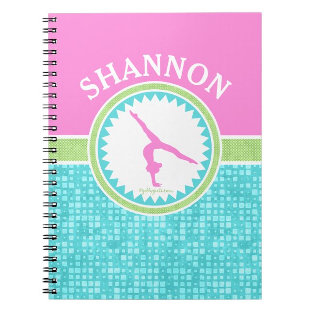 Tri-Pastel Colour Gymnastics With Aqua Tile Spiral Notebook (Front)
