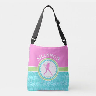 Tri-Pastel Colour Tennis With Aqua Tile Crossbody Bag