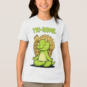 Tri-Rome Zen Triceratops: Cute Dinosaur Yoga at th Tri-Blend Shirt