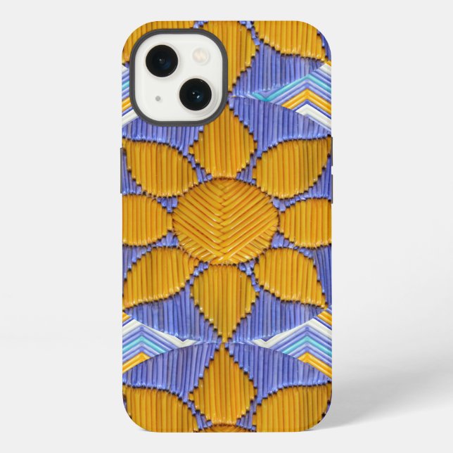 Tri Sunflower Blue Chevron iPhone Case (Back)