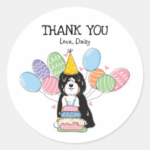 Tri Tibetan Terrier Birthday Favour Tags Sticker