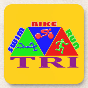 Tri Triathlon Figures Design Coaster
