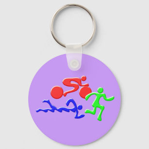 TRI Triathlon Swim Bike Run COLOR Figures Design Key Ring