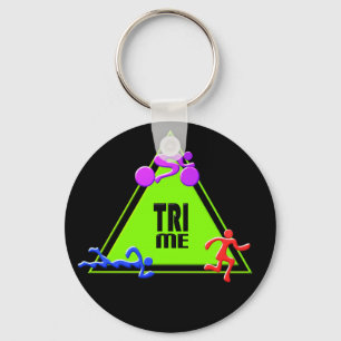 TRI Triathlon Swim Bike Run TRIANGLE TRI ME Design Key Ring
