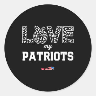 Tri-village Patriots Logo Love My Team Hs  Classic Round Sticker