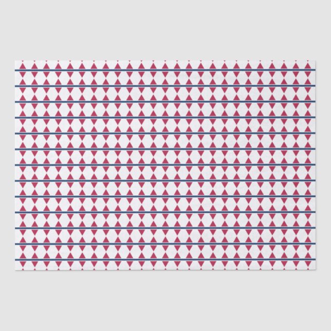 Triangel rows pattern Red blue and White Tissue Paper (Front)