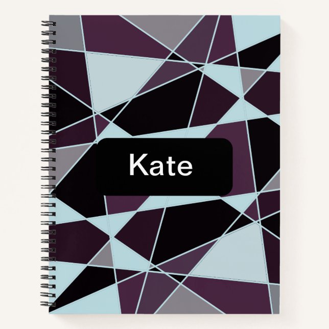 Triangle black grey white maroon Abstract Notebook (Front)