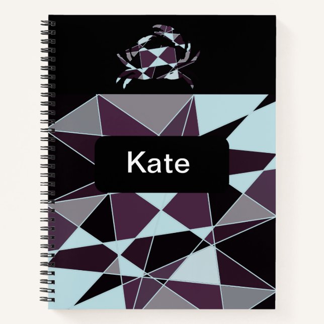 Triangle black grey white maroon Abstract Notebook (Front)