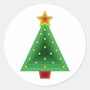 Triangle Christmas Tree Classic Round Sticker