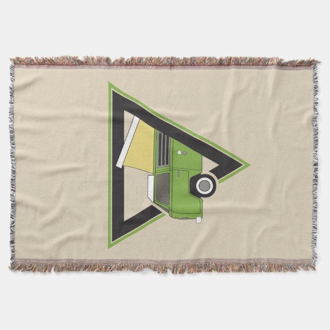 triangle classic green camper van throw blanket (Front)