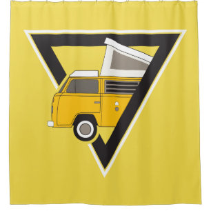triangle classic yellow bus shower curtain