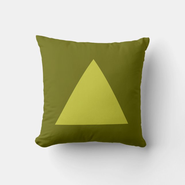 Triangle Colours - Banana on Dp Olive Cushion (Front)