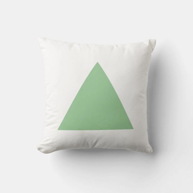 Triangle Colours - Faded Green and White Cushion (Front)