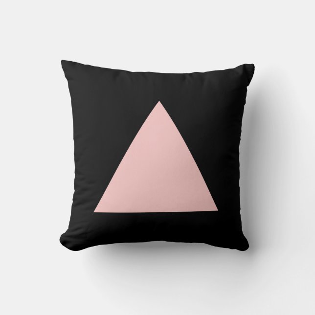 Triangle Colours - Faded Pink and Black Cushion (Front)
