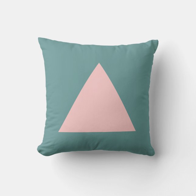 Triangle Colours - Faded Pink and Ocean Green Cushion (Front)