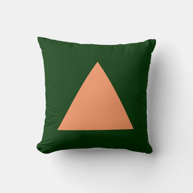Triangle Colours - Peach and Dk Green Cushion (Front)