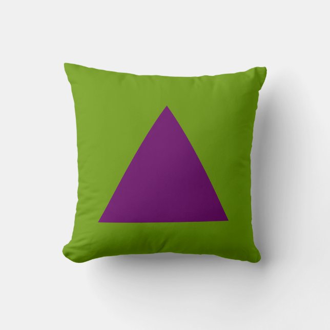 Triangle Colours - Plum and Avocado Cushion (Front)