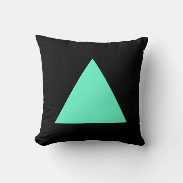 Triangle Colours - Turquoise and Black Cushion (Front)