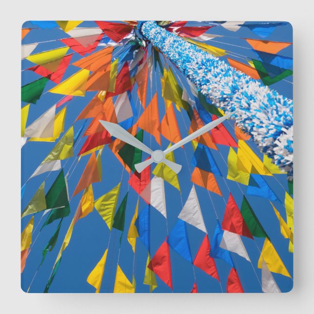 Triangle Flag Decoration Square Wall Clock (Front)