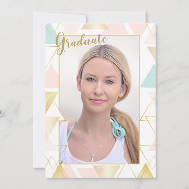 Triangle Frame Photo Graduation Invitation (Front)