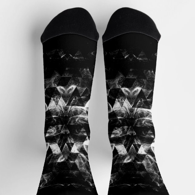 Triangle Geometric Black and White Smoky pattern Socks (Top)