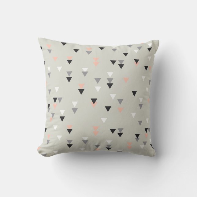 Triangle geometric pillow pink and grey (Front)