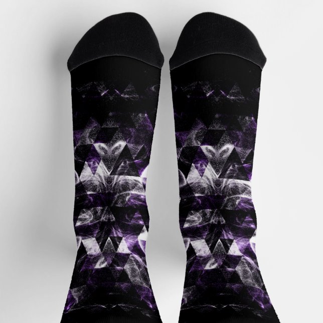 Triangle Geometric Purple Smoky Galaxy pattern Socks (Top)